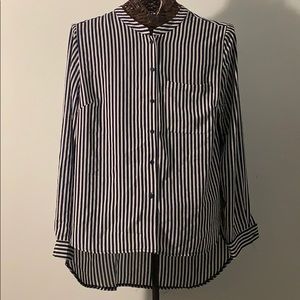 Boohoo blue and white striped blouse